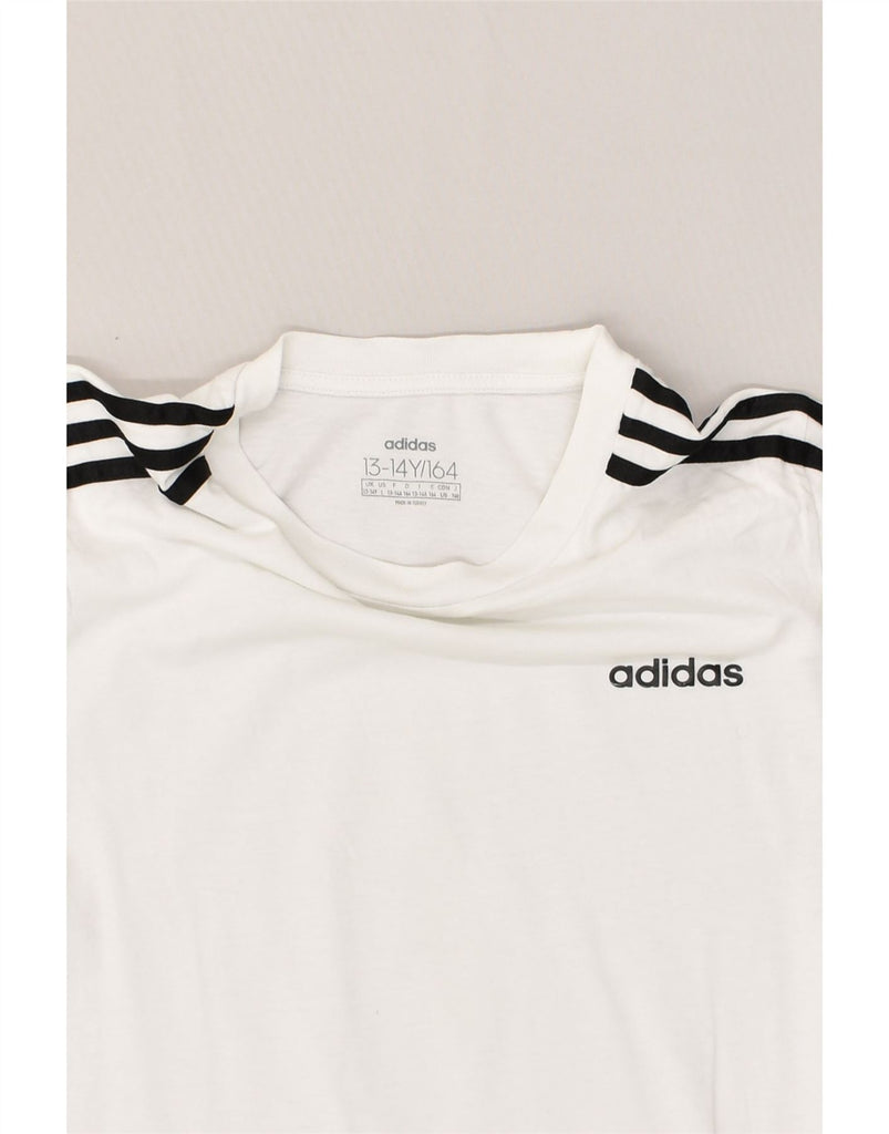 ADIDAS Boys T-Shirt Top 13-14 Years White Cotton | Vintage Adidas | Thrift | Second-Hand Adidas | Used Clothing | Messina Hembry 