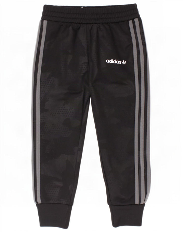 Adidas Boys Tracksuit Trousers Joggers 2-3 Years Black Camouflage Polyester