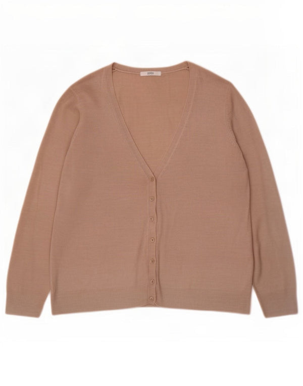 Marks & Spencer Womens Cardigan Sweater UK 16 Large Beige Acrylic