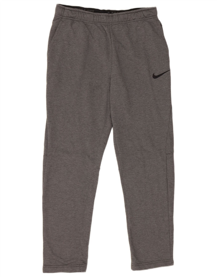 Nike Womens Dri Fit Tracksuit Trousers UK 14 Medium Grey Polyester