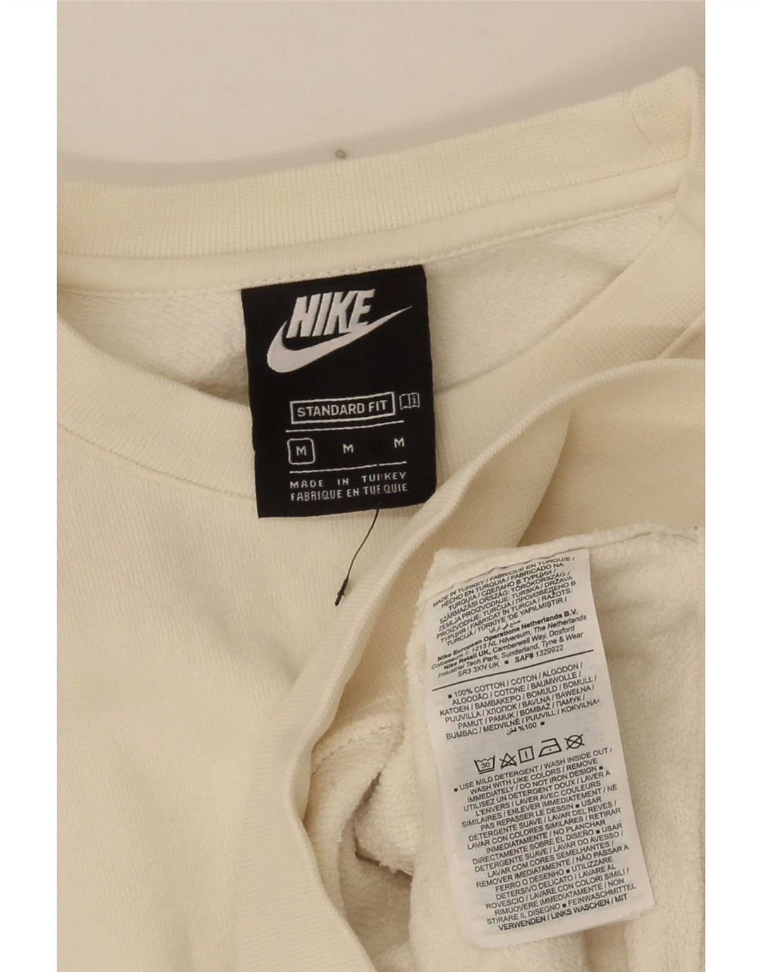 Nike Mens Graphic Standard Fit Sweatshirt Jumper Medium White Cotton