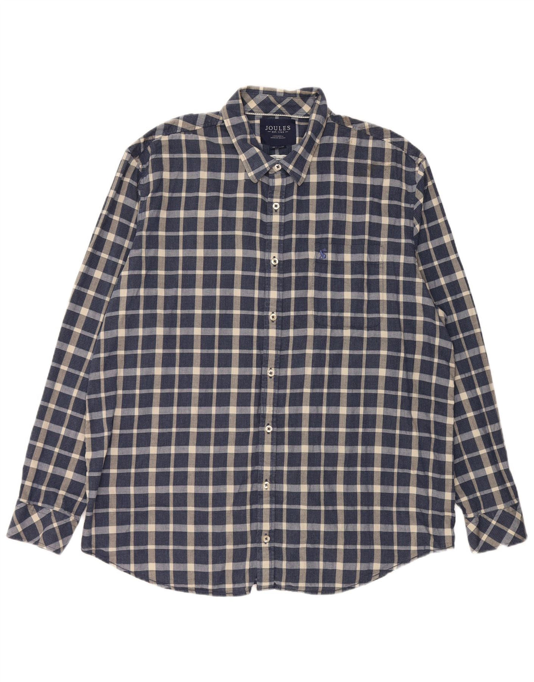 JOULES Mens Shirt 2XL Navy Blue Check Cotton