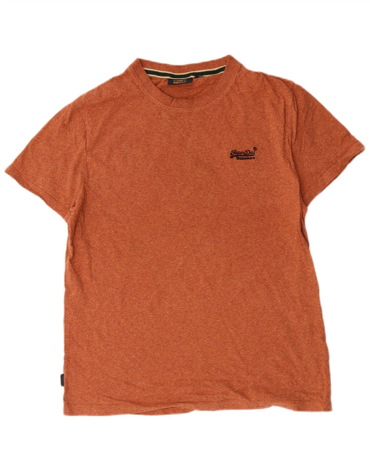 Superdry Mens T-Shirt Top XL Orange Cotton