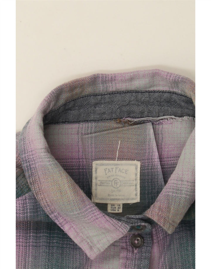 FAT FACE Womens Flannel Shirt UK 12 Medium Purple Check Cotton