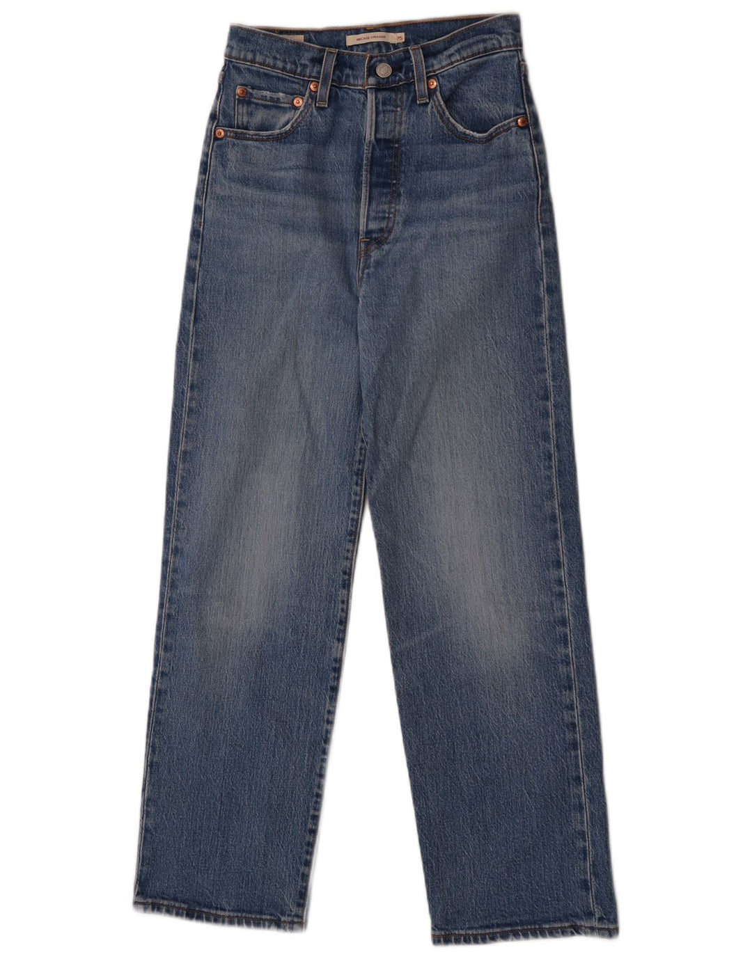 Levi's Womens Ribcage Straight Jeans W25 L27 Blue Cotton