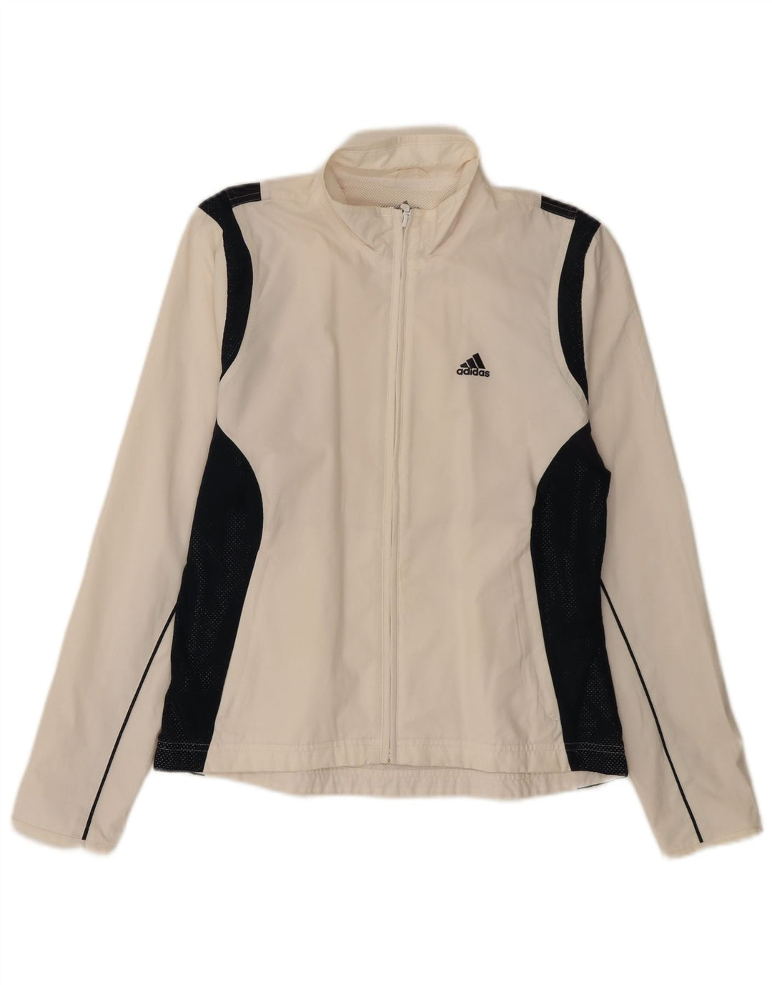 ADIDAS Womens Tracksuit Top Jacket UK 12 Medium  White Colourblock