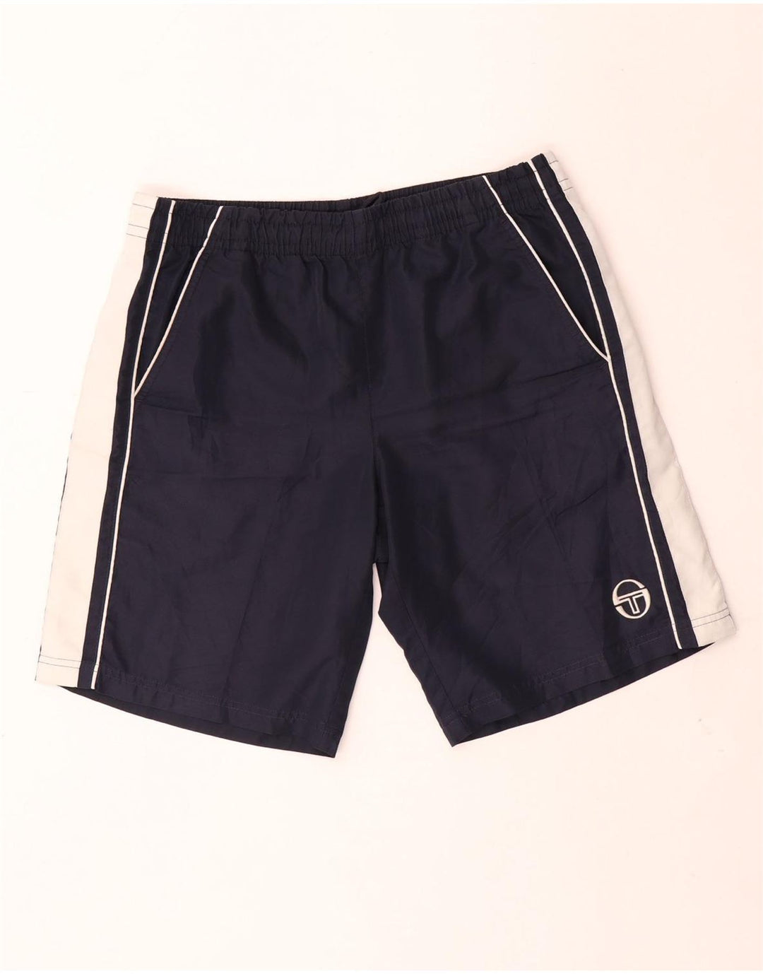 Sergio Tacchini Mens Sport Shorts Medium Navy Blue Colourblock Polyester