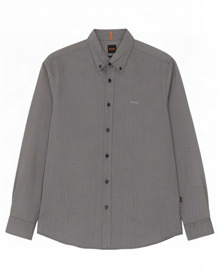 Hugo Boss Mens Regular Fit Shirt Medium Blue Cotton