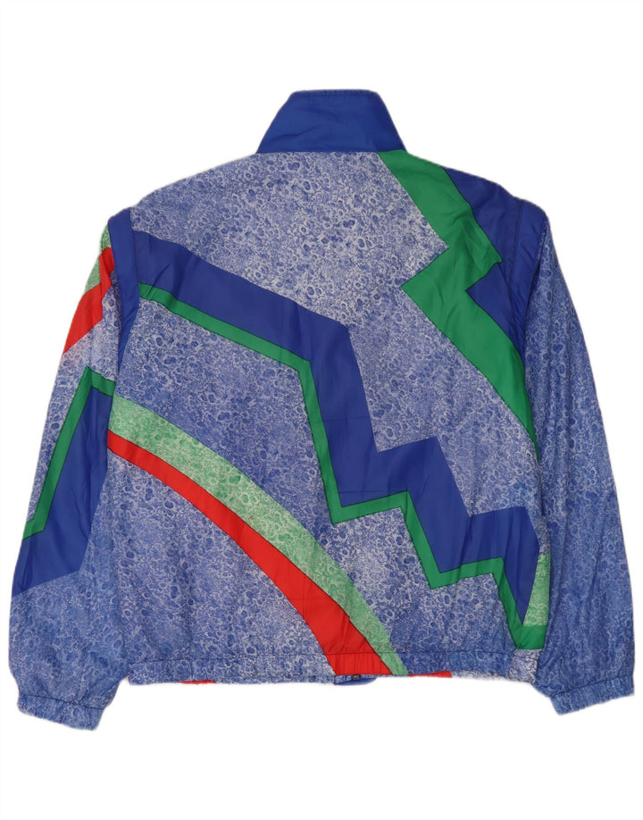 Vintage Mens Tracksuit Top Jacket XL Blue Geometric Polyester