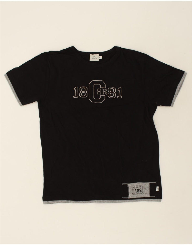 CERRUTI 1881 Womens Graphic T-Shirt Top UK 14 Medium Black Cotton | Vintage Cerruti 1881 | Thrift | Second-Hand Cerruti 1881 | Used Clothing | Messina Hembry 