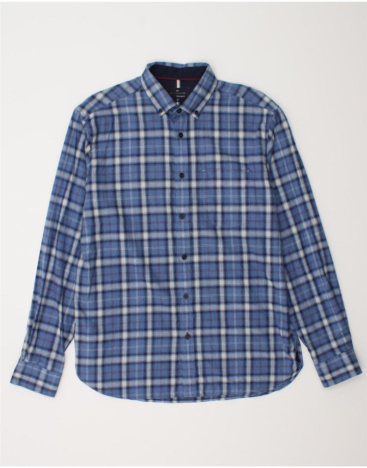 MARKS & SPENCER Mens Blue Harbour Flannel Shirt Medium Blue Plaid