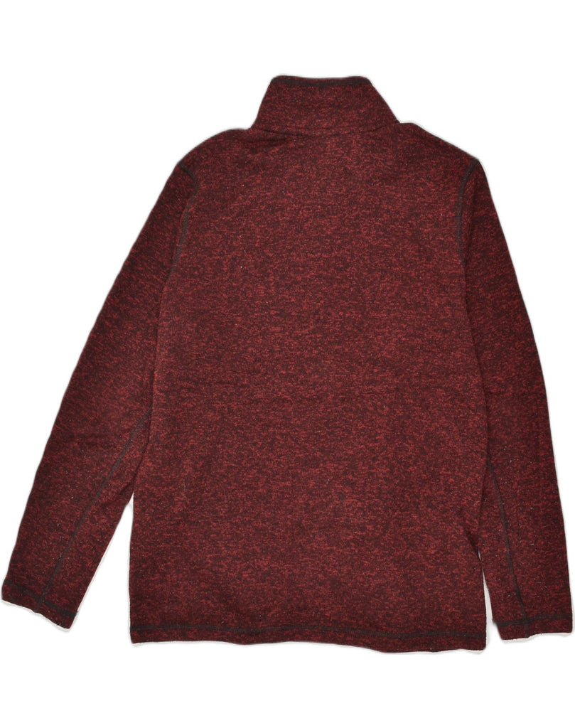 EDDIE BAUER Mens Button Neck Jumper Sweater Large Burgundy Polyester | Vintage Eddie Bauer | Thrift | Second-Hand Eddie Bauer | Used Clothing | Messina Hembry 