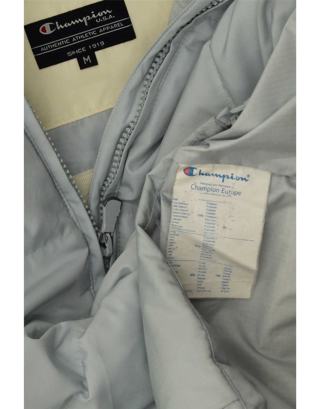 Champion Womens Hooded Padded Jacket UK 12 Medium Blue Polyester