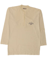 REPLAY Mens Top Long Sleeve Small Beige Cotton