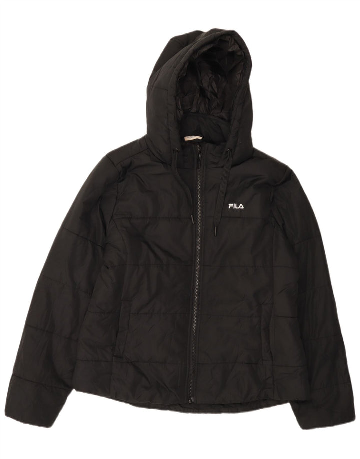 Fila Womens Hooded Padded Jacket UK 12 Medium Black Polyester