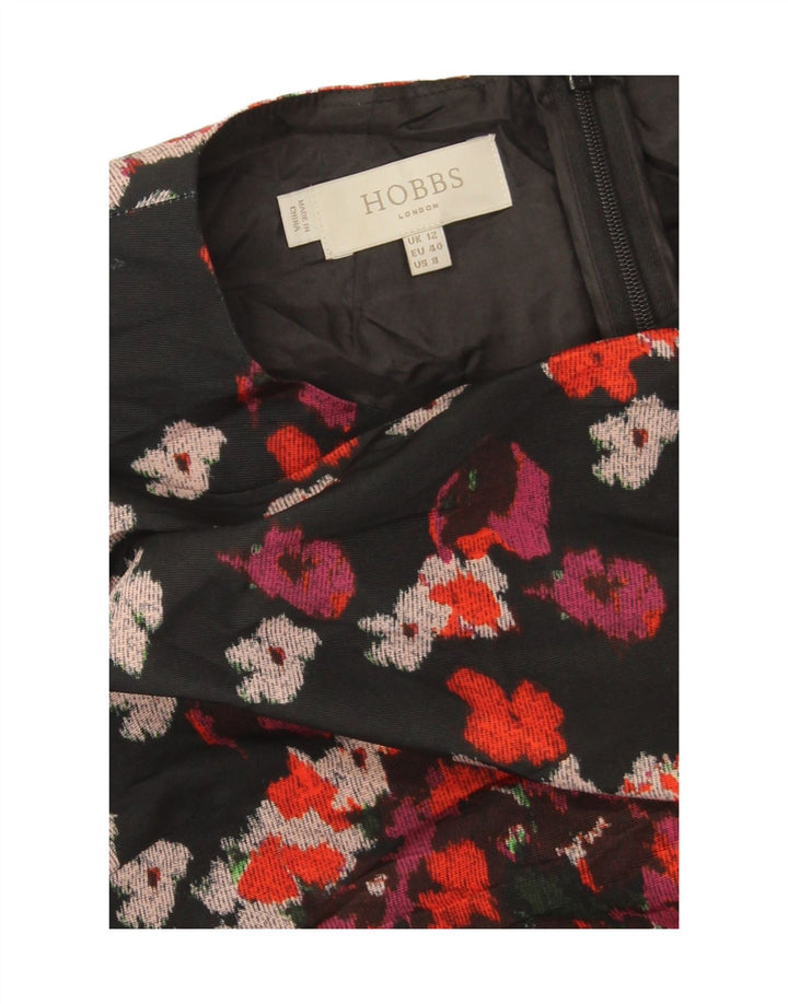 Hobbs Womens Sleeveless Sheath Dress UK 12 Medium Black Floral Polyester