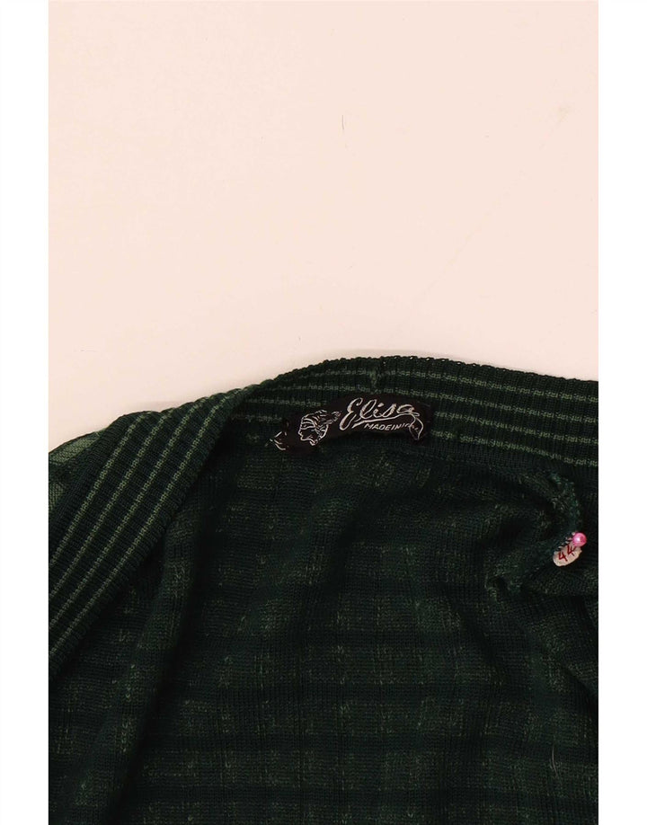 Vintage Womens Open Cardigan Sweater IT 44 Medium Green Check