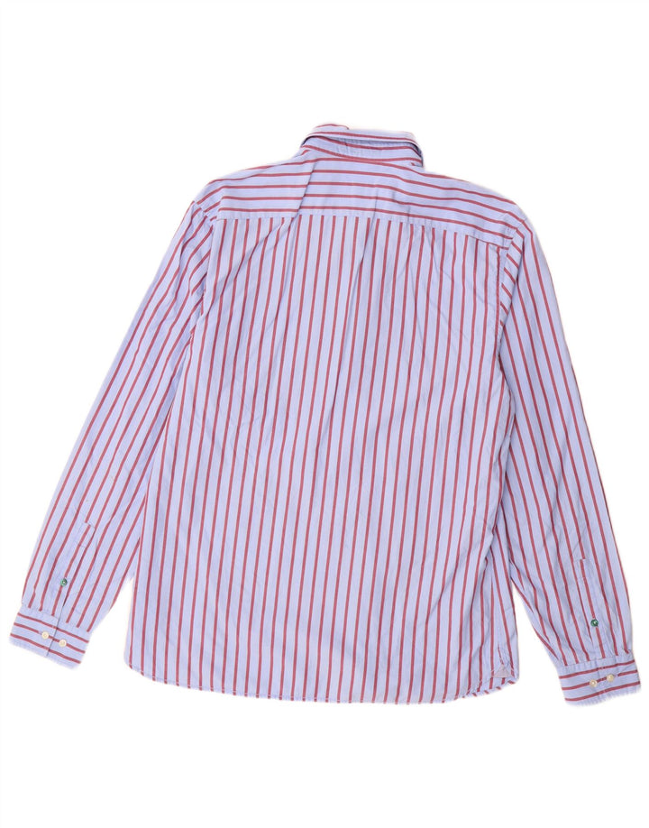 Lacoste Mens Shirt Size 41 Large Blue Pinstripe Cotton