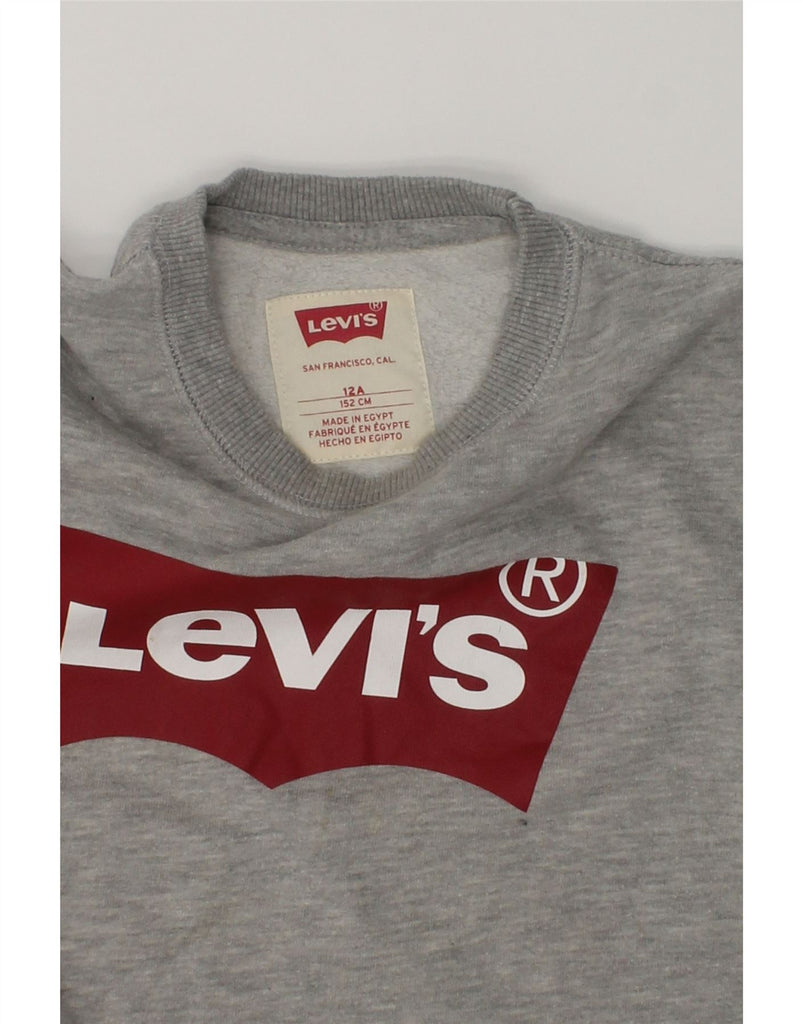 LEVI'S Boys Graphic Sweatshirt Jumper 11-12 Years Grey Cotton | Vintage Levi's | Thrift | Second-Hand Levi's | Used Clothing | Messina Hembry 