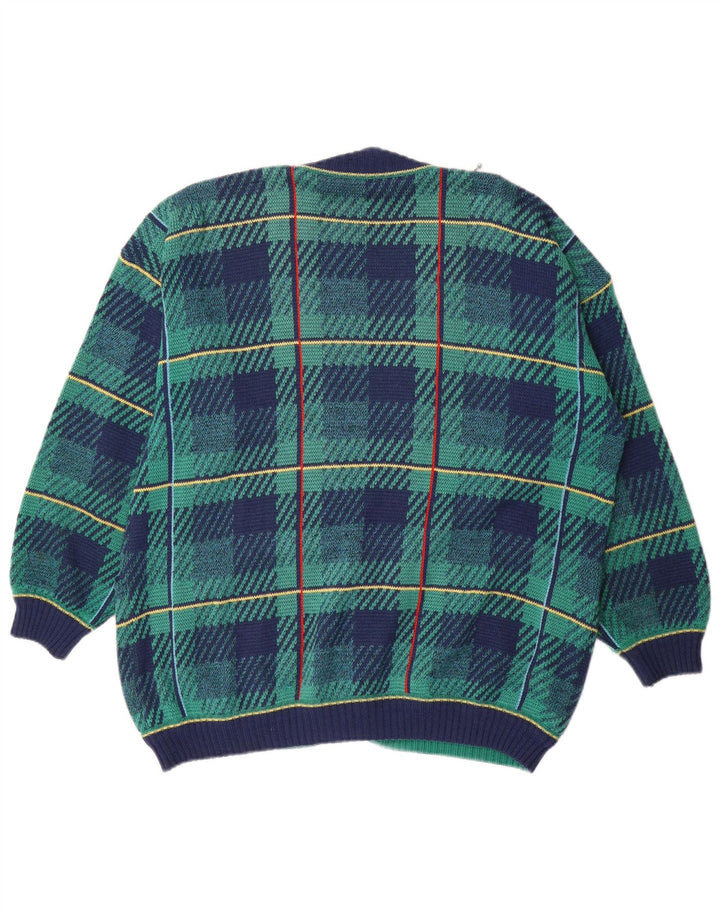 Vintage Womens Cardigan Sweater UK 18 XL Blue Check