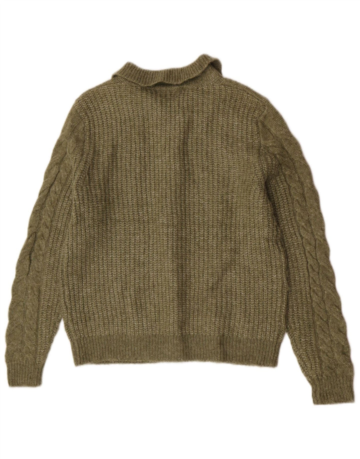 Marks & Spencer Womens Cardigan Sweater UK 10 Small Khaki Acrylic