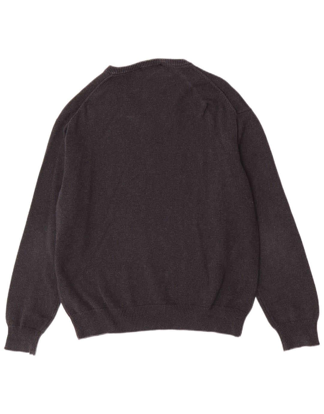 Gant Mens V-Neck Jumper Sweater Large Grey Cotton