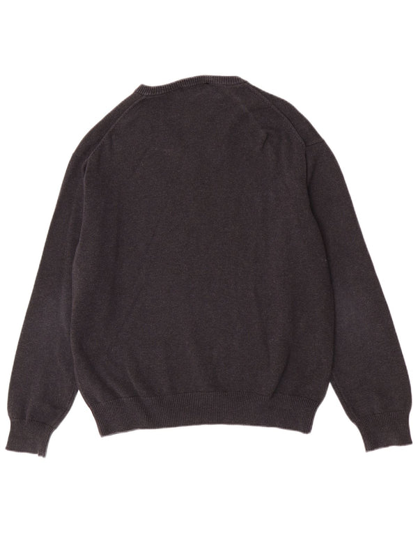 Gant Mens V-Neck Jumper Sweater Large Grey Cotton
