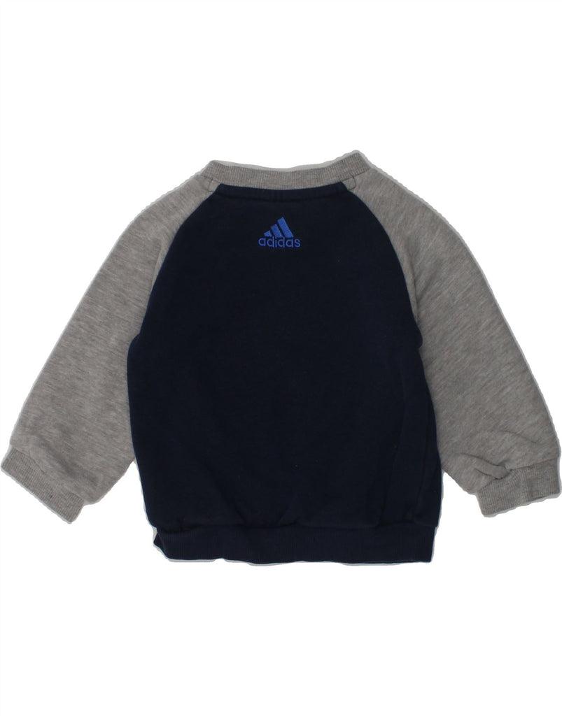 ADIDAS Baby Boys Graphic Sweatshirt Jumper 3-6 Months Navy Blue | Vintage Adidas | Thrift | Second-Hand Adidas | Used Clothing | Messina Hembry 