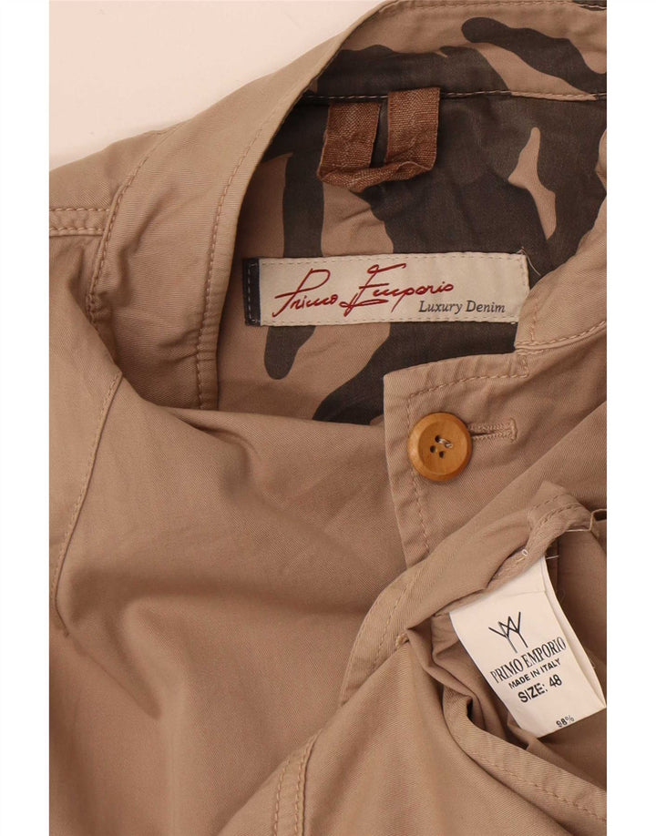 Primo Emporio Mens Military Blazer Jacket IT 48 Medium Beige Cotton