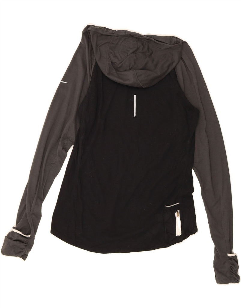 NIKE Womens Dri Fit Hooded Top Long Sleeve UK 12 Medium Black Colourblock Vintage Nike and Second-Hand Nike from Messina Hembry 