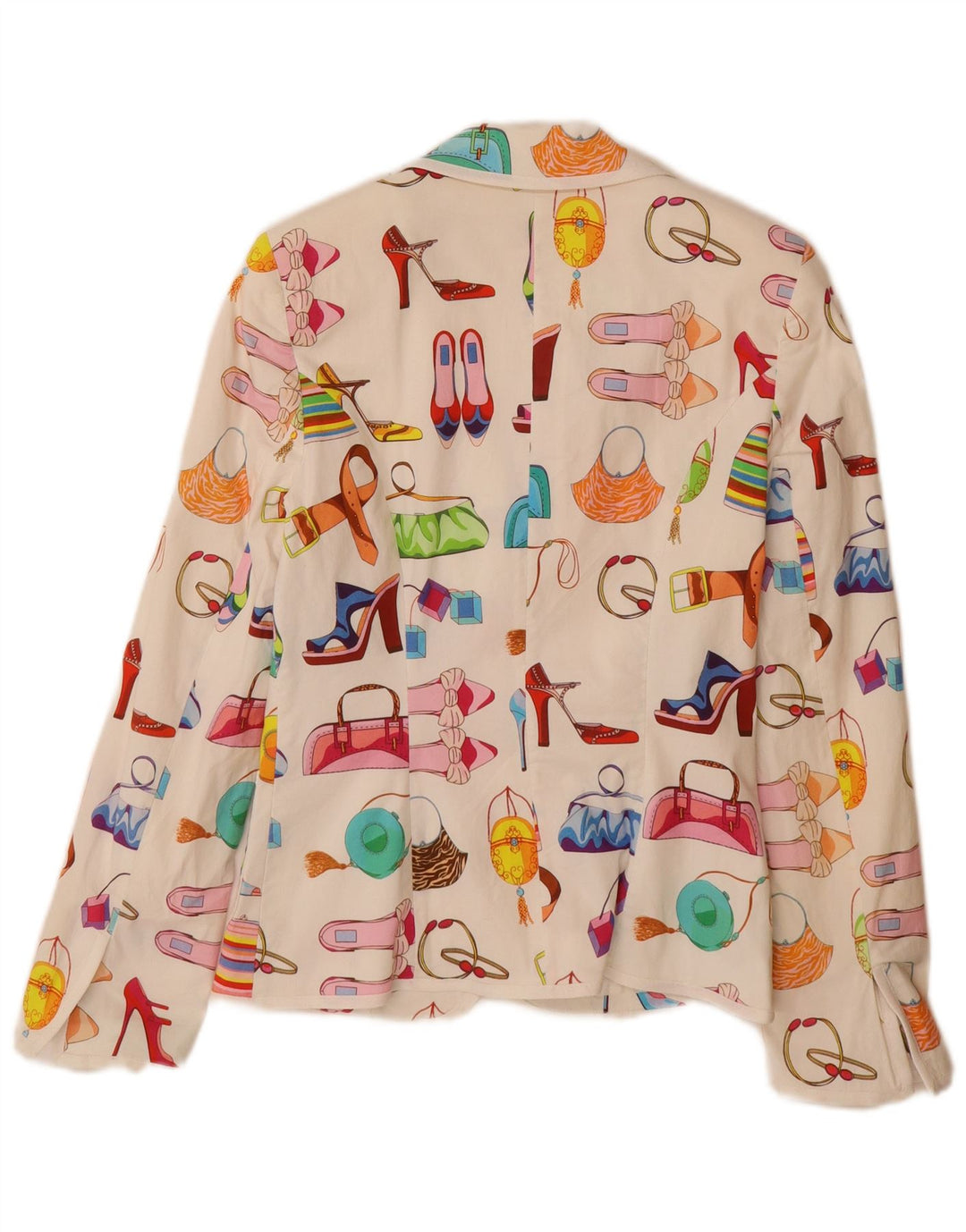 Vintage Womens Abstract Pattern Blazer Jacket UK 12 Medium  White Cotton
