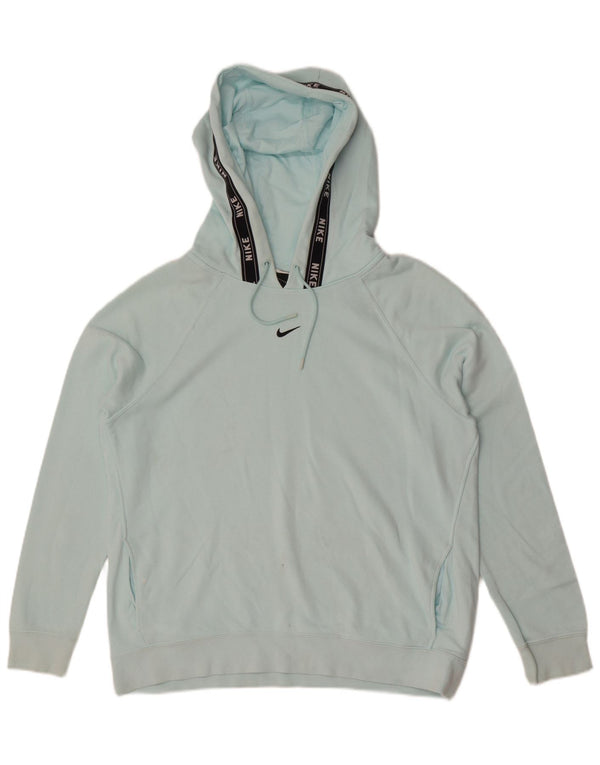 Nike Womens Graphic Hoodie Jumper UK 16 Large Blue Cotton