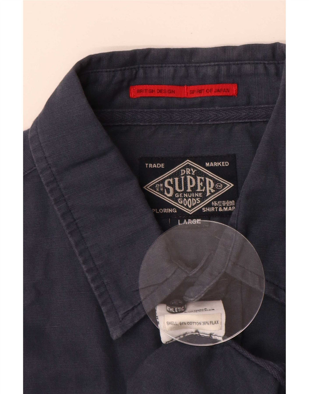 Superdry Mens Shirt Large Navy Blue Cotton
