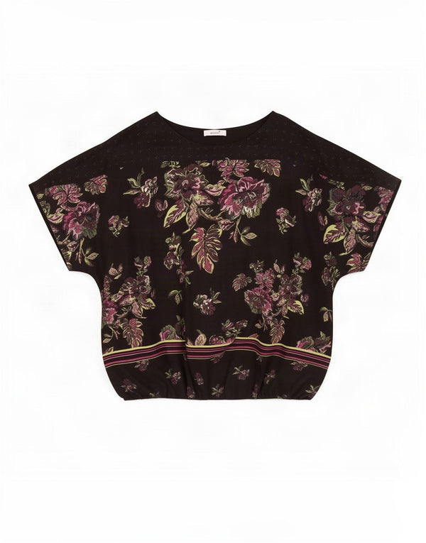 Marks & Spencer Womens Blouse Top UK 22 3XL Black Floral Polyester