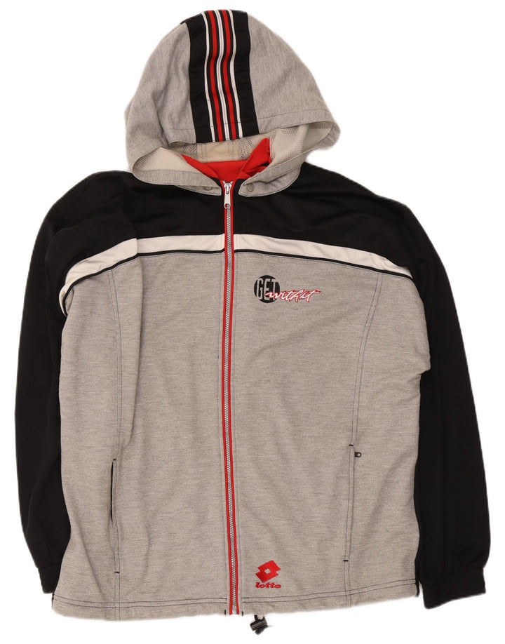 Lotto Mens Graphic Zip Hoodie Sweater XL Grey Colourblock Polyester