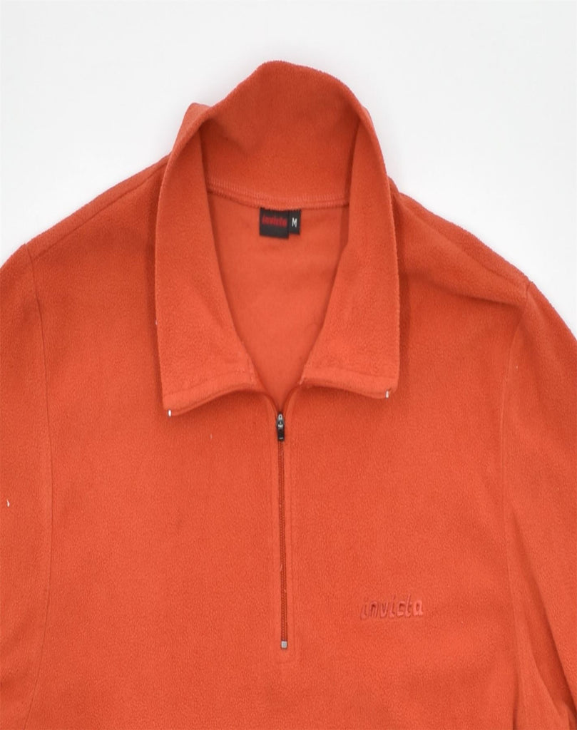 INVICTA Mens Zip Neck Fleece Jumper Medium Orange Polyester | Vintage | Thrift | Second-Hand | Used Clothing | Messina Hembry 