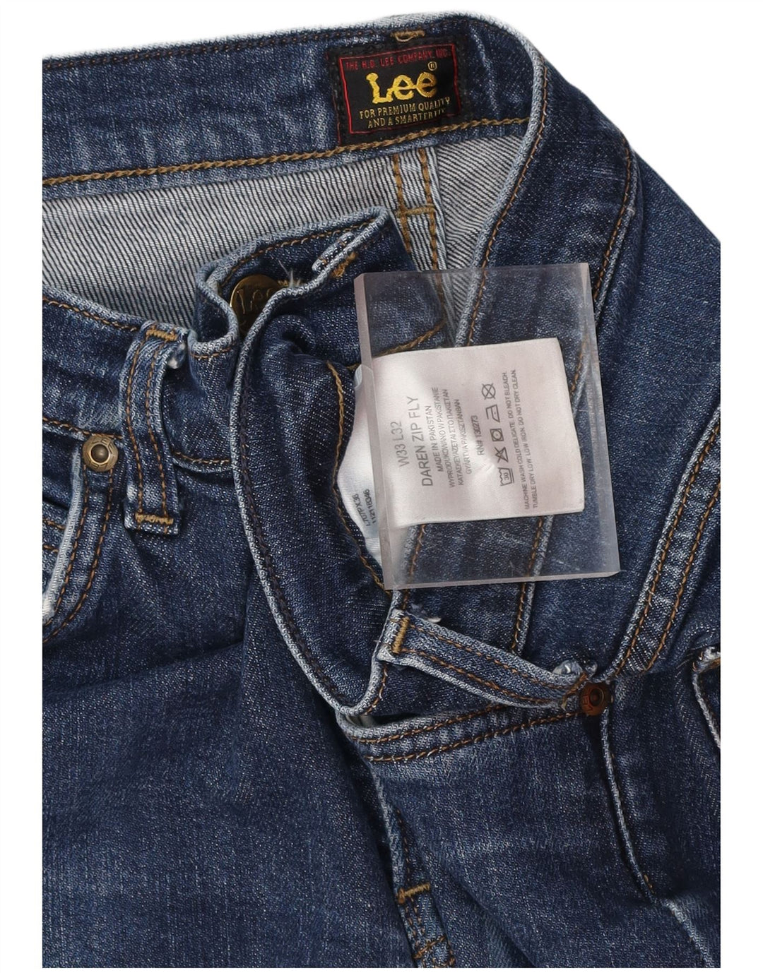 LEE Mens Daren Zip Fly Slim Jeans W33 L32  Navy Blue Cotton