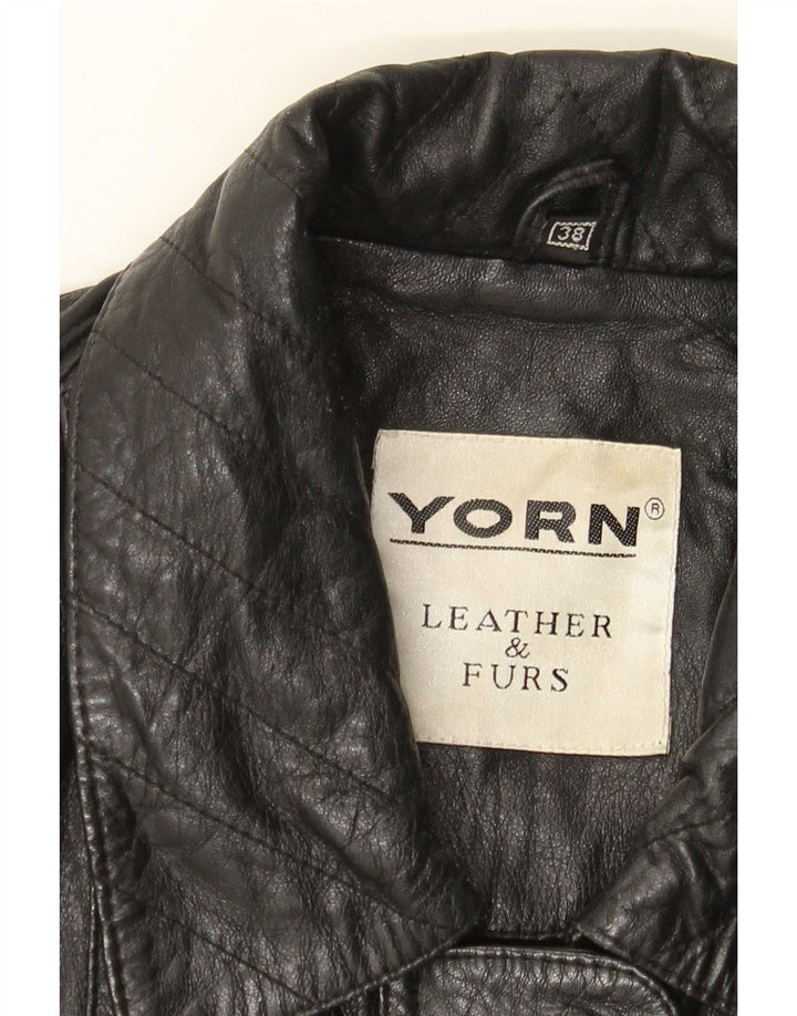 Yorn Womens Leather Coat EU 38 Medium Black