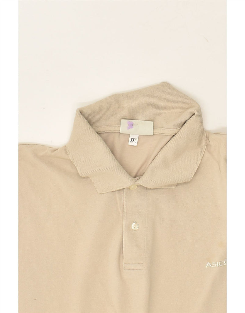 ASICS Mens Polo Shirt 2XL Beige Cotton | Vintage Asics | Thrift | Second-Hand Asics | Used Clothing | Messina Hembry 