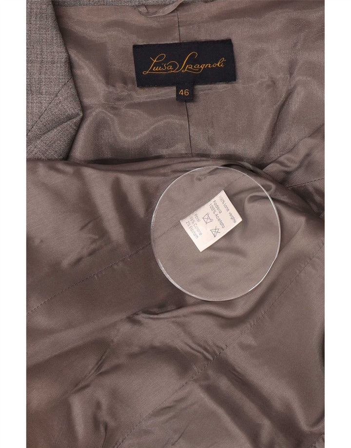 Luisa Spagnoli Womens 3/4 Sleeve 1 Button Blazer Jacket IT 46 Large Grey