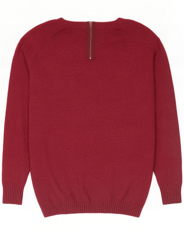 Fat Face Womens Boat Neck Jumper Sweater UK 10 Small Burgundy Flecked