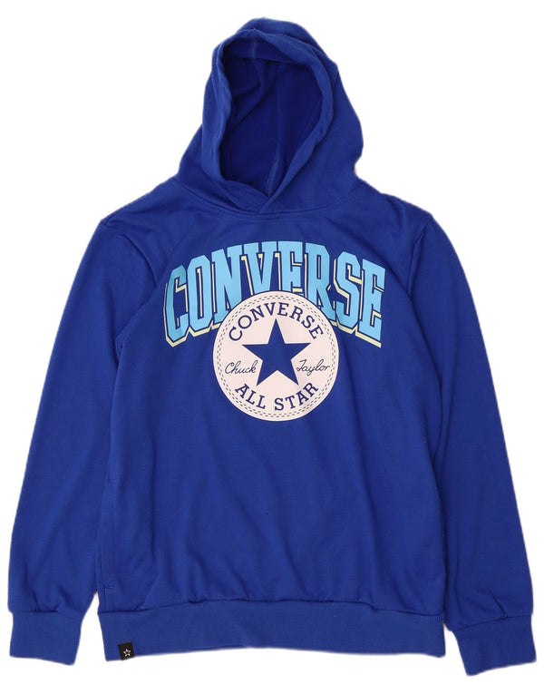 CONVERSE Boys Graphic Hoodie Jumper 13-14 Years XL Blue Polyester
