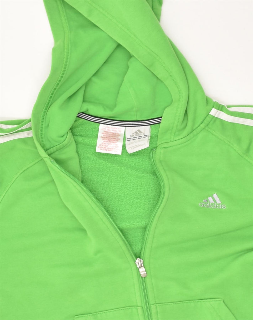 ADIDAS Boys Zip Hoodie Sweater 13-14 Years Green Cotton | Vintage Adidas | Thrift | Second-Hand Adidas | Used Clothing | Messina Hembry 
