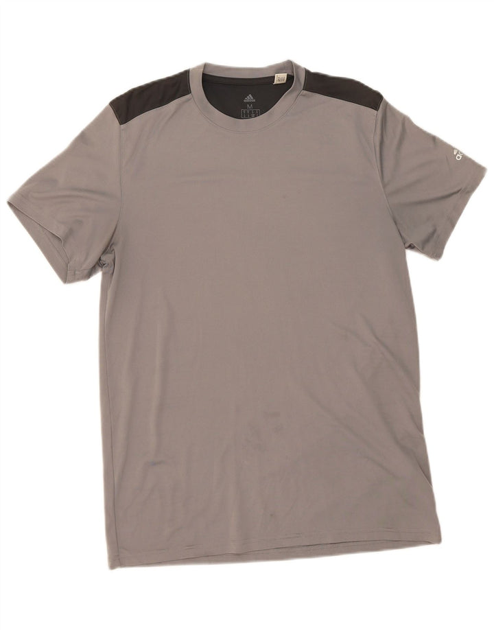 ADIDAS Mens Climalite T-Shirt Top Medium Grey Colourblock