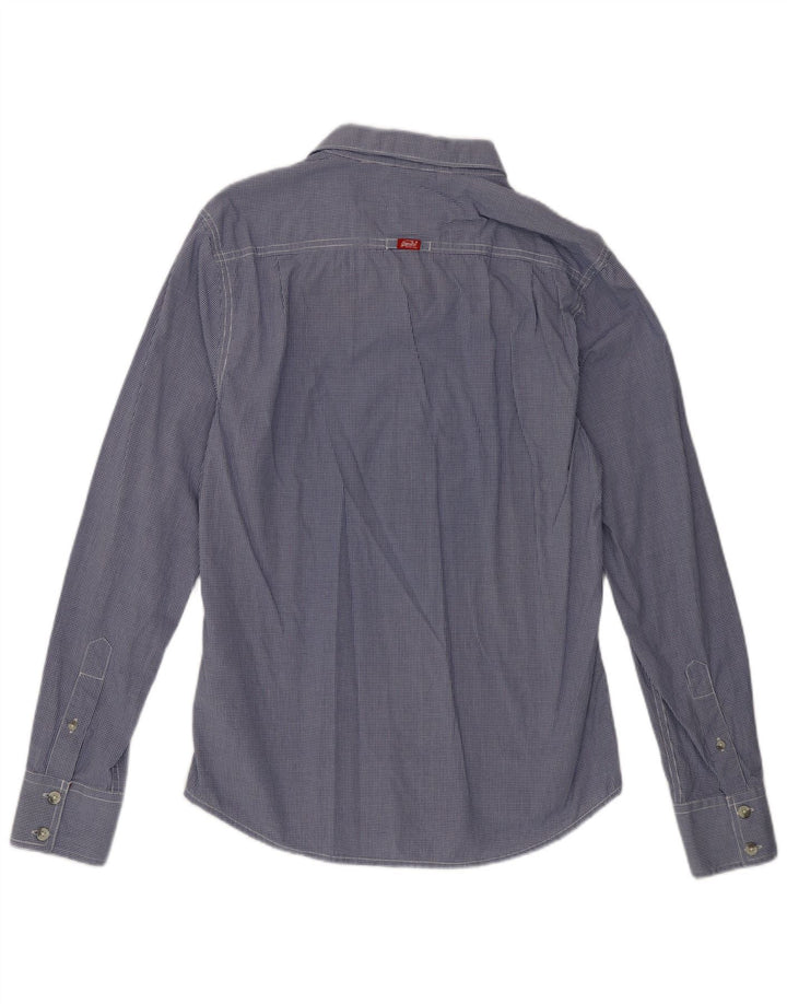Superdry Mens Shirt Large Blue Gingham Cotton
