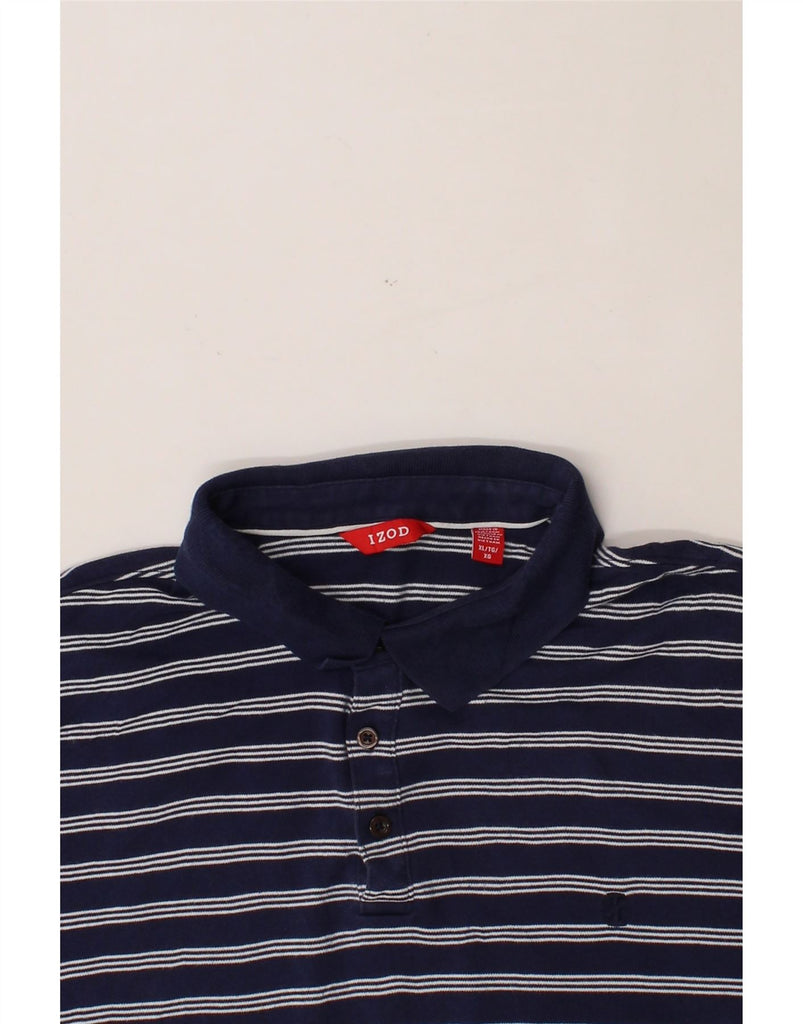 IZOD Mens Polo Shirt XL Navy Blue Striped Cotton Vintage Izod and Second-Hand Izod from Messina Hembry 