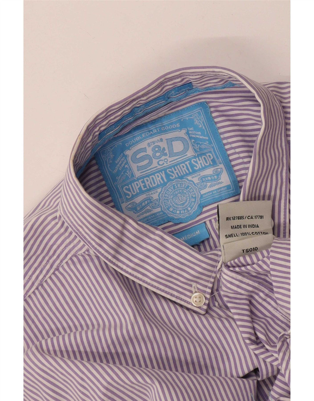 Superdry Mens Shirt Medium Purple Pinstripe Cotton