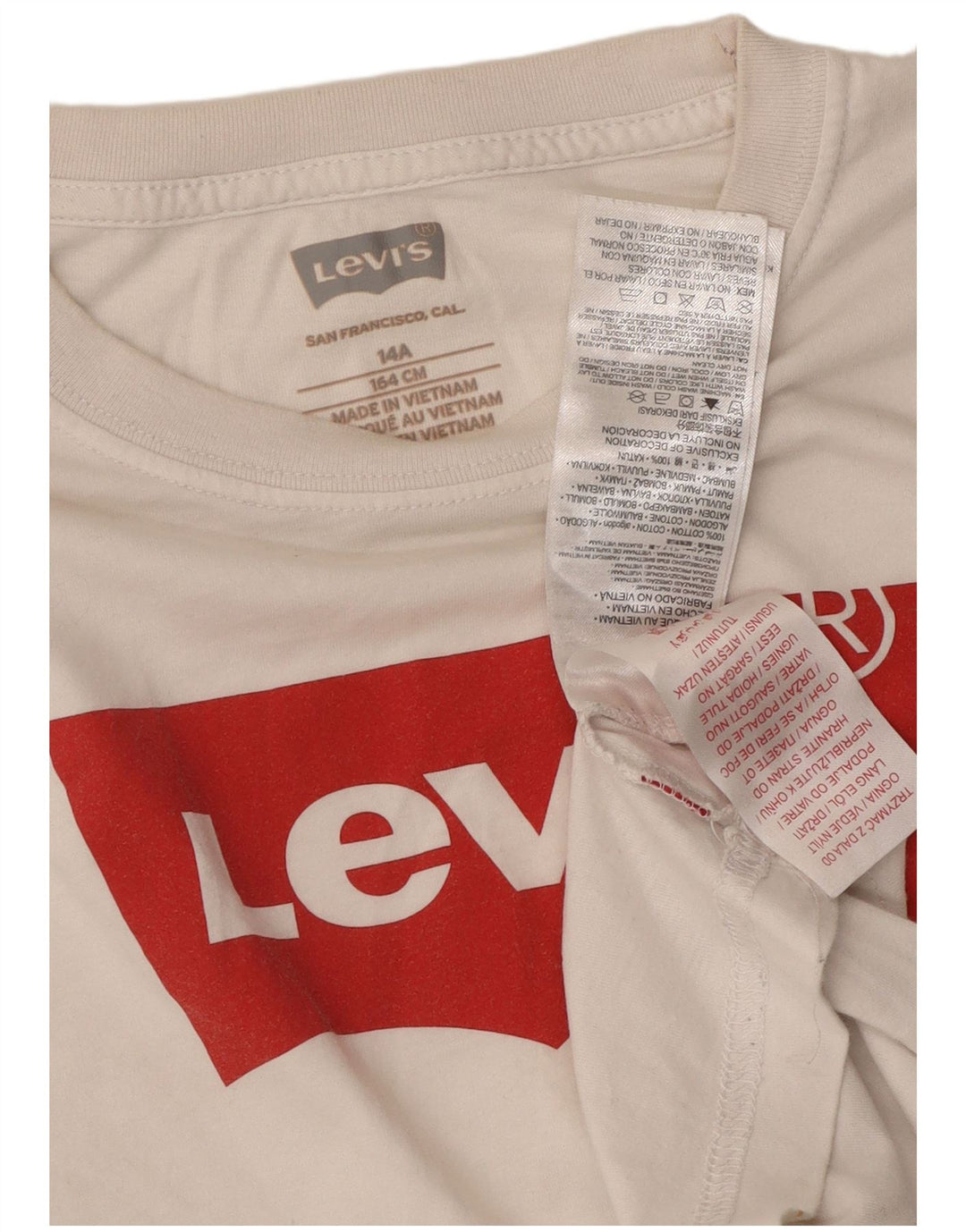 LEVI'S Girls Graphic T-Shirt Top 13-14 Years White Cotton