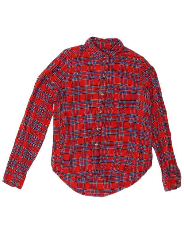 Abercrombie & Fitch Womens Flannel Shirt UK 6 XS Red Check Cotton