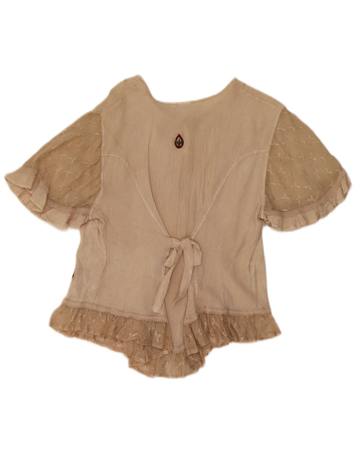 O.P.C Womens Blouse Top UK 14 Medium Beige Floral Viscose